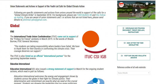 Unions Worldwide Support Youth Climate Strikes